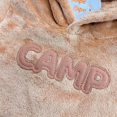 Conj. Casaco de Pelinho Camp com Capuz e Calça de Moletom - Caramelo